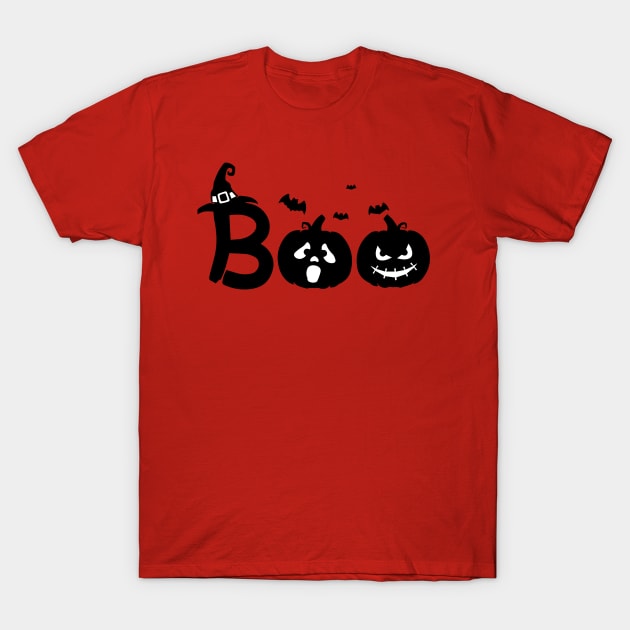 Boo halloween silhouette with bats and witch hat,  Halloween Party, Halloween T-shirt, Hocus Pocus Shirt, Halloween Funny Tee, Halloween Shirt T-Shirt by Linna-Rose